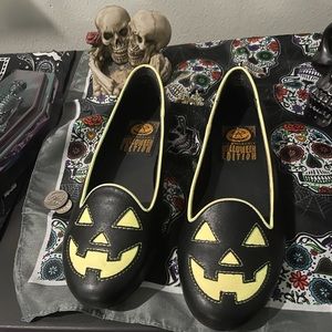 Strangecvlt flats pumpkin Jack-o-latern shoes